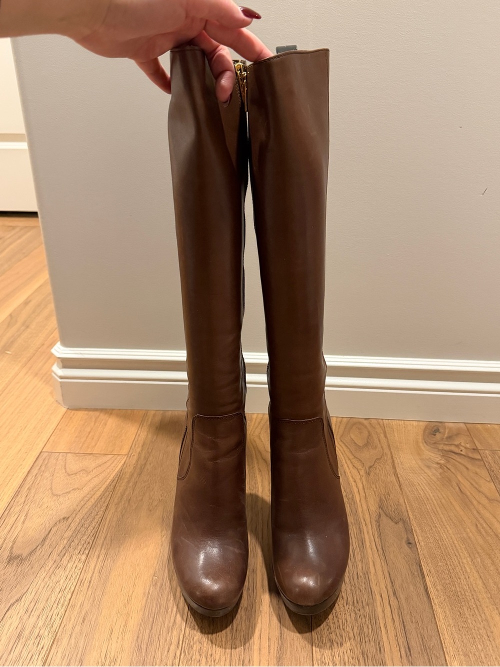 MICHAEL Michael Kors Brown Knee-High Leather Heeled Boots